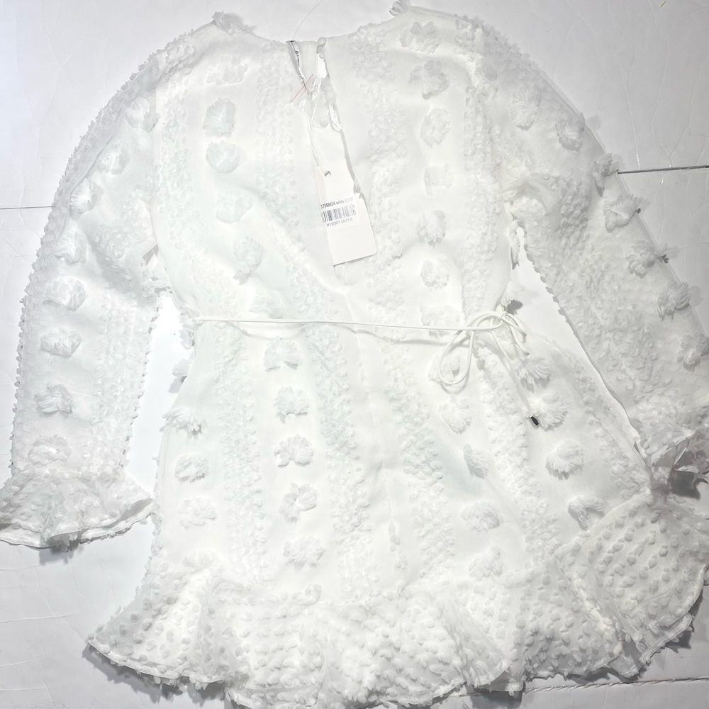 Indikah By Angel Biba White Fairy/Cottage Core Ruffle Chiffon Dress NWT Size M - Picture 4 of 15